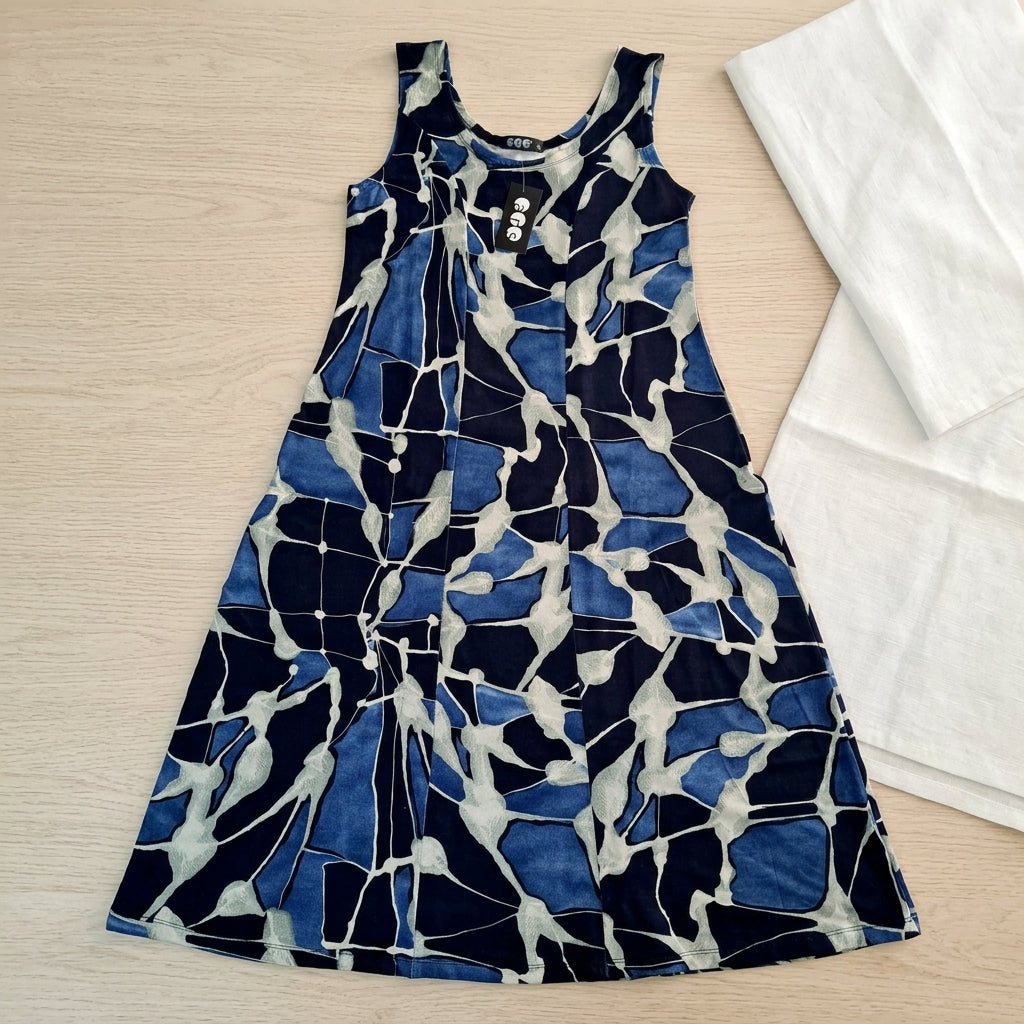 Sleeveless patchwork viscose dress #23-3320 