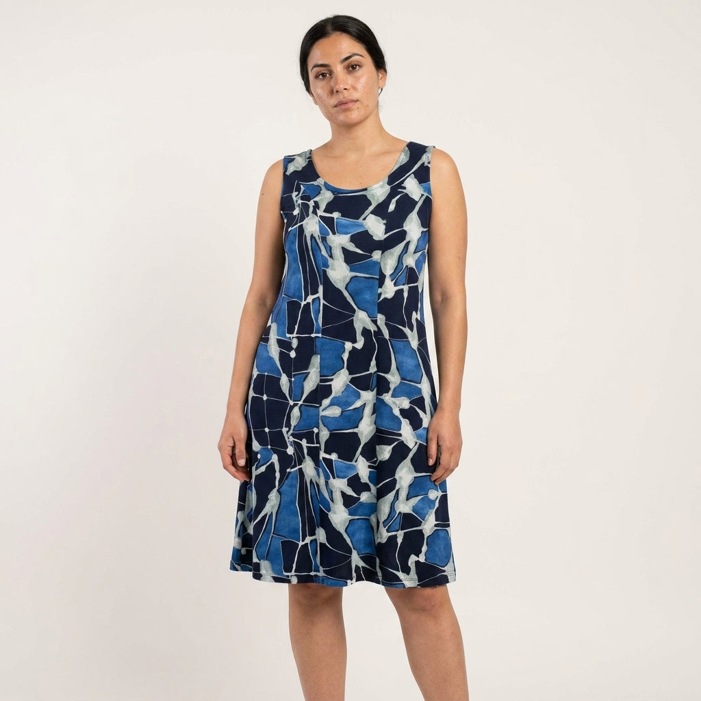 Sleeveless patchwork viscose dress #23-3320 