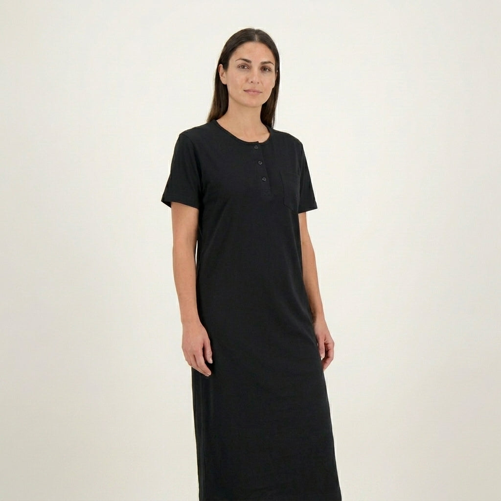 Mako cotton dress with print sleeve #330