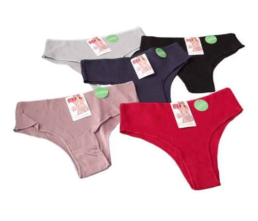 4-pack Brazilian Λεπτό λάστιχο Κυλοτάκι 1/4 βαμβακερό RIB #6902