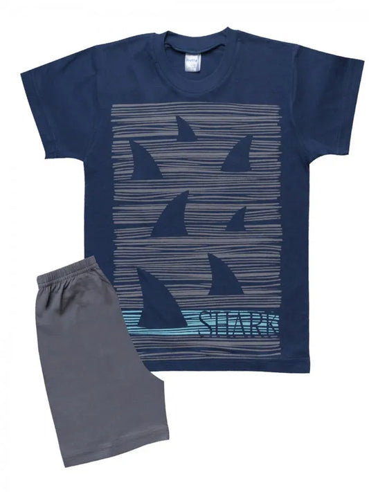 Σετ βαμβακερό για αγόρι sharks #63014