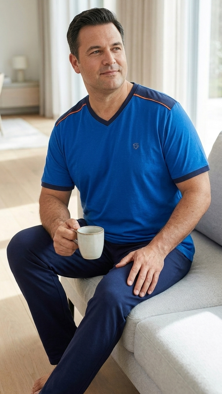 Oversized Men's Pajamas 3 pcs. with short &amp; long pants #B463
