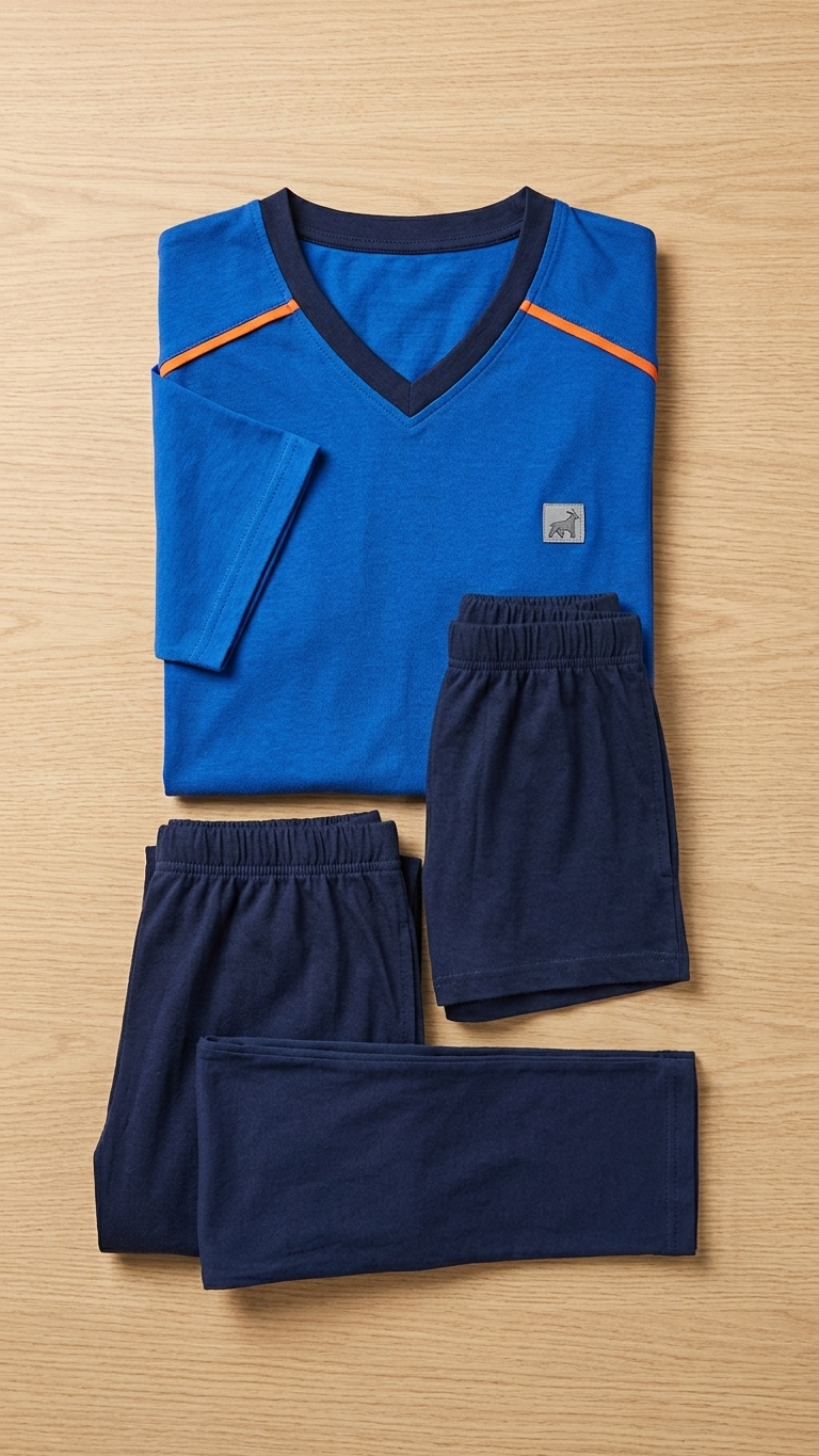 Oversized Men's Pajamas 3 pcs. with short &amp; long pants #B463