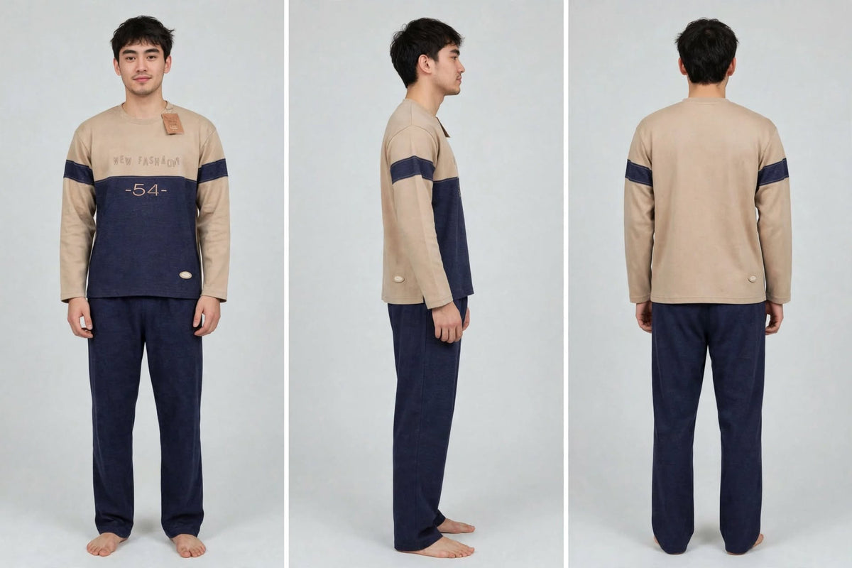 Εφηβική πιτζάμα jeens look, αγοριών 100% βαμβακερή φούτερ ελληνικής κατασκευής #725