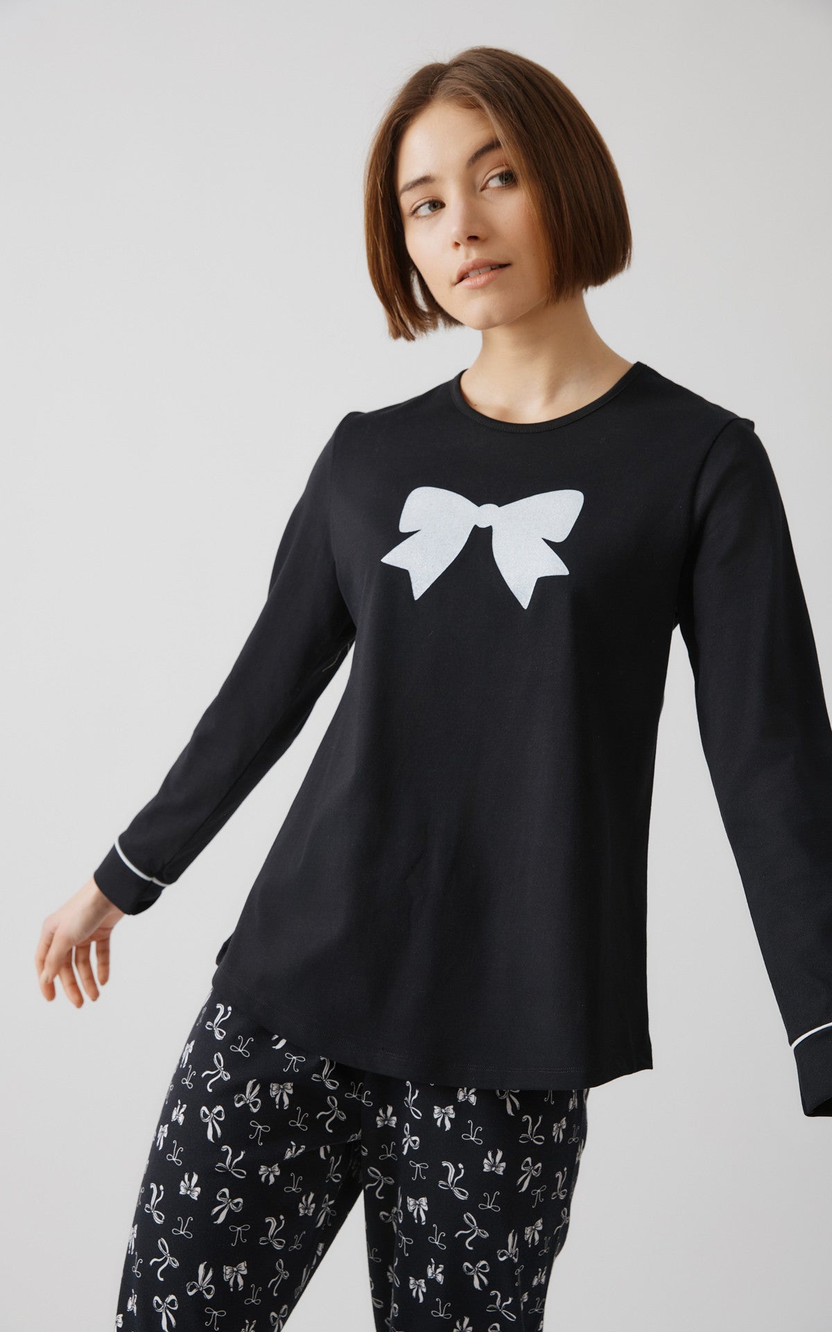 Minerva γυναικεία πιτζάμα βαμβάκι 100% Bows #52614