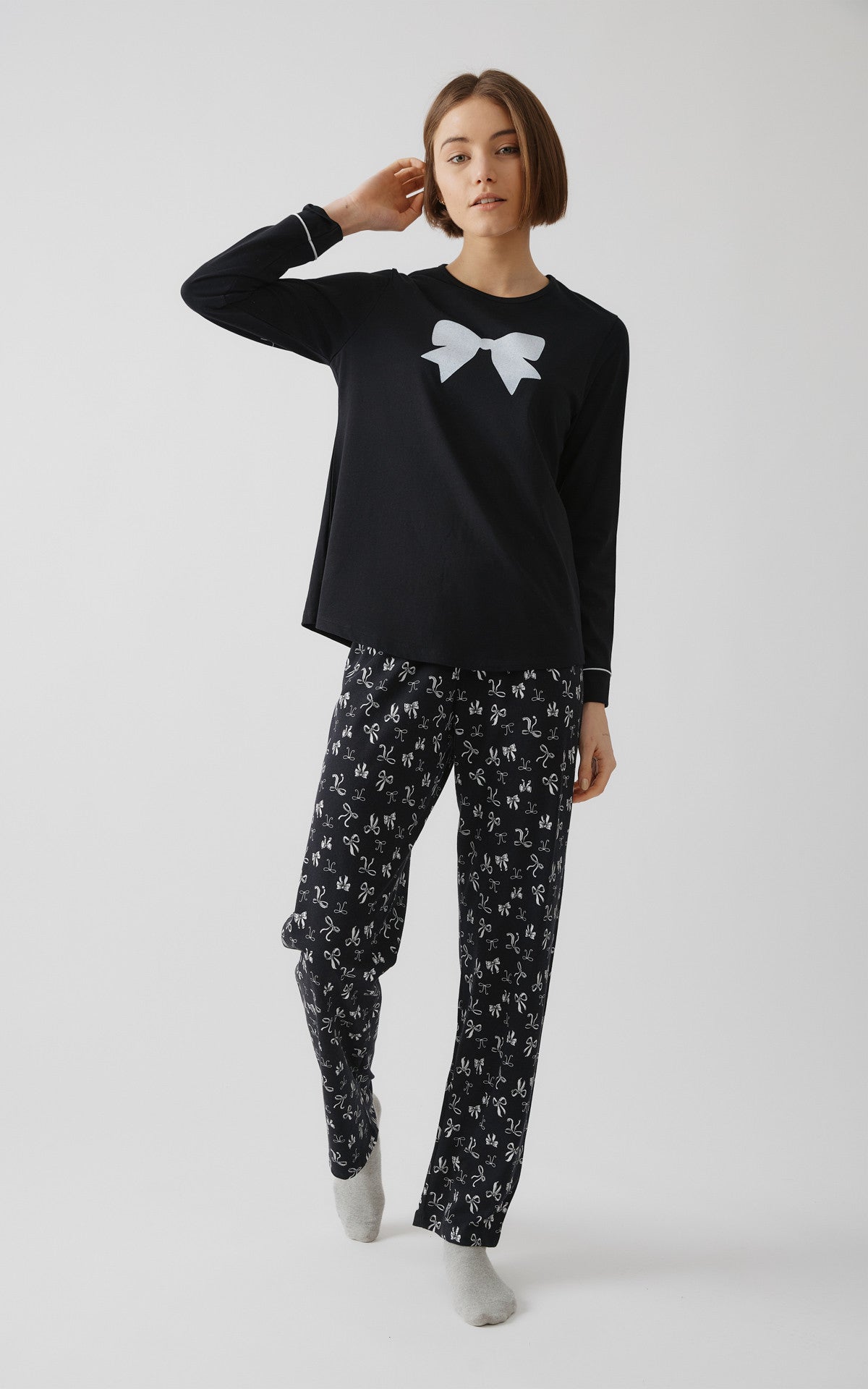 Minerva γυναικεία πιτζάμα βαμβάκι 100% Bows #52614