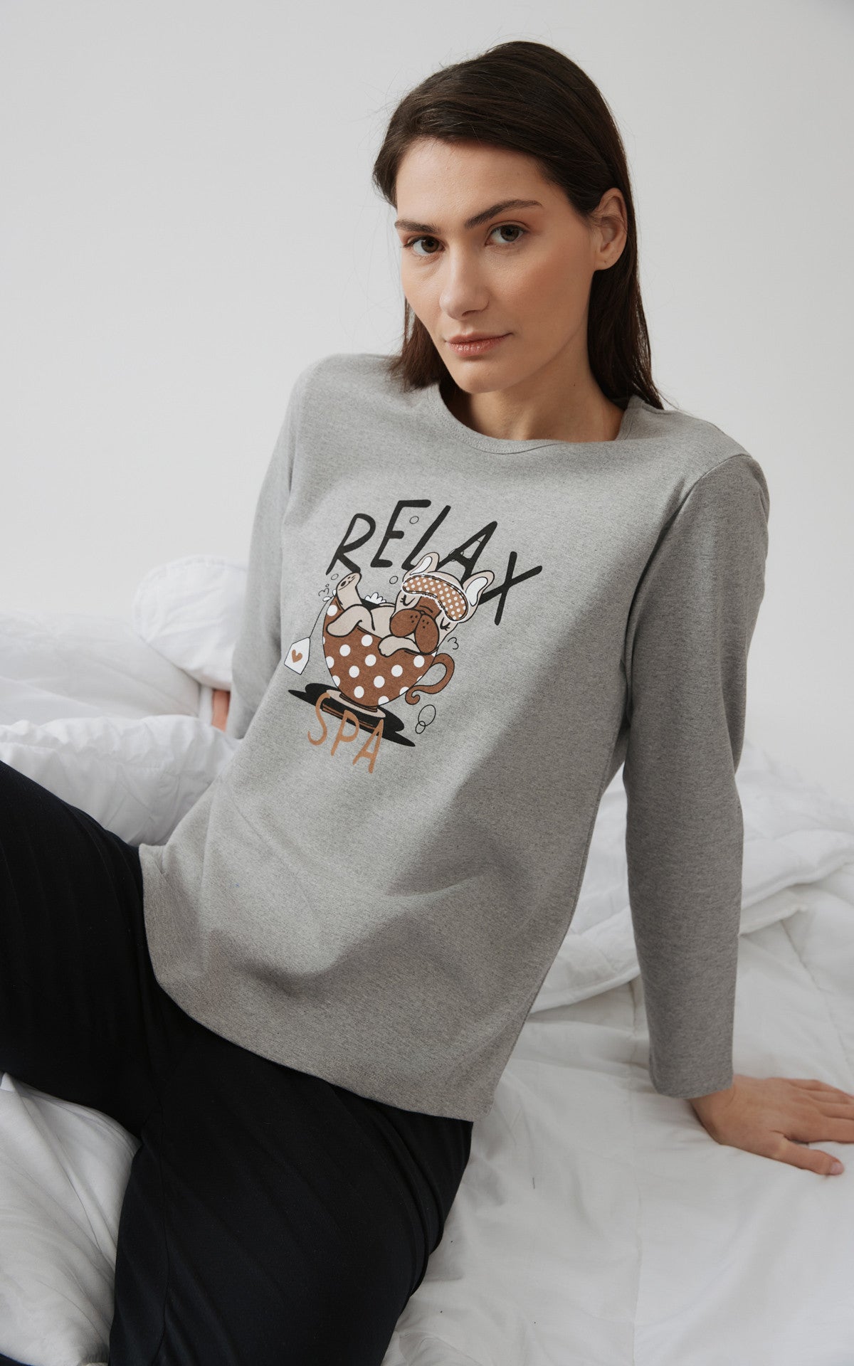 Minerva γυναικεία πιτζάμα βαμβάκι 100% Relax #52617 grey