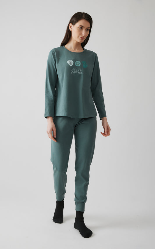 Minerva γυναικεία πιτζάμα βαμβάκι 100% Enjoy Life #52636 green