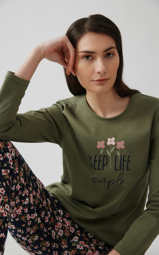 Minerva γυναικεία πιτζάμα βαμβάκι 100% Fleur #52637