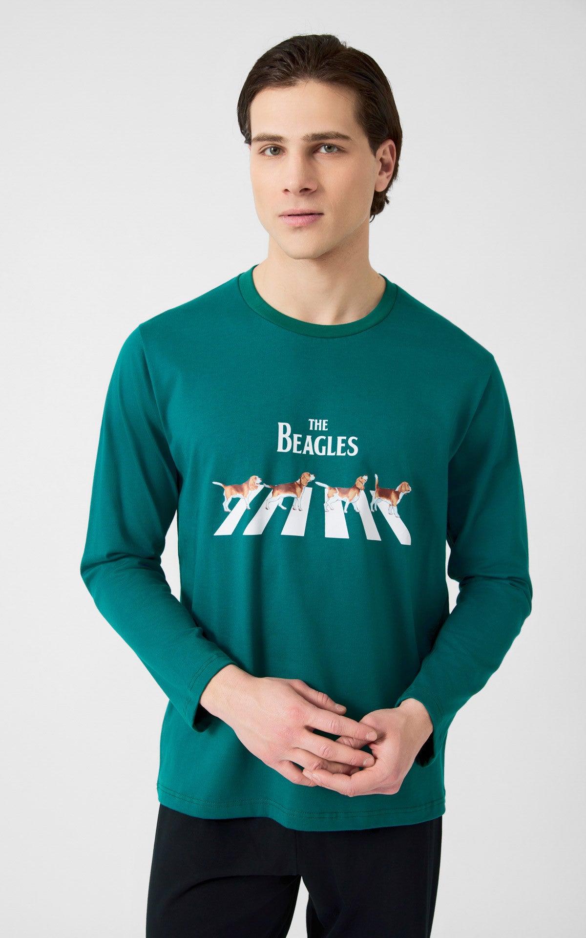 Minerva ανδρική χειμερινή πυζάμα από 100% βαμβάκι Beagles #71174