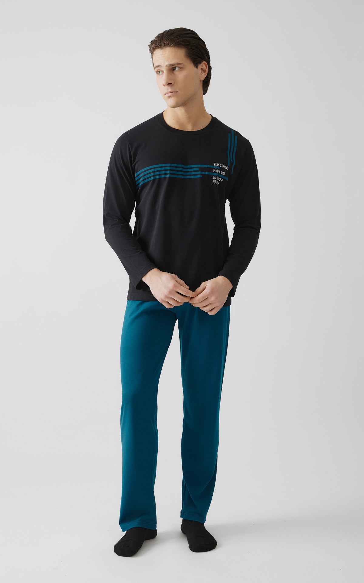 Minerva ανδρική χειμερινή πυζάμα Stay Strong #71272