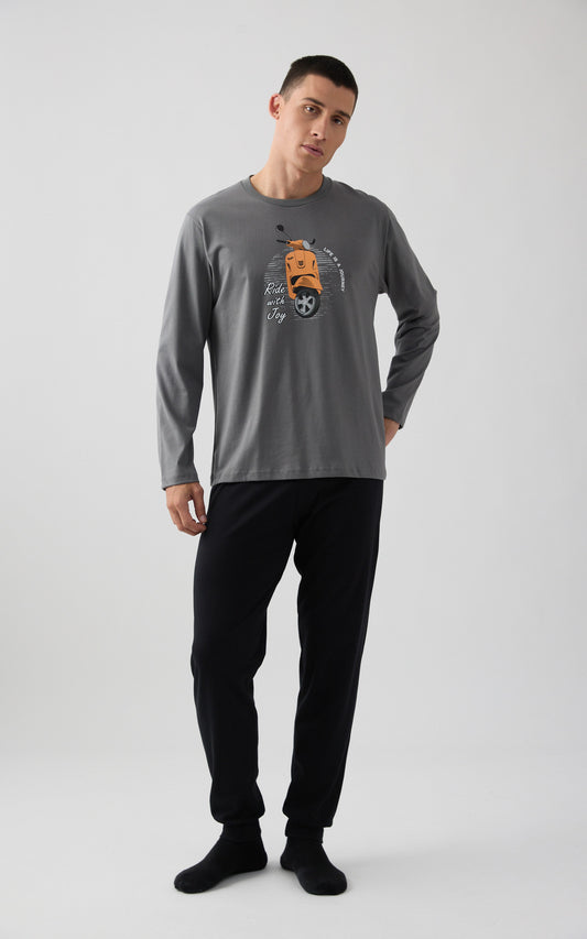 Minerva ανδρική χειμερινή πυζάμα από 100% βαμβάκι Vespa #71301