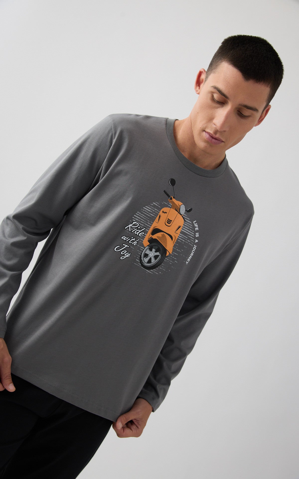 Minerva ανδρική χειμερινή πυζάμα από 100% βαμβάκι Vespa #71301