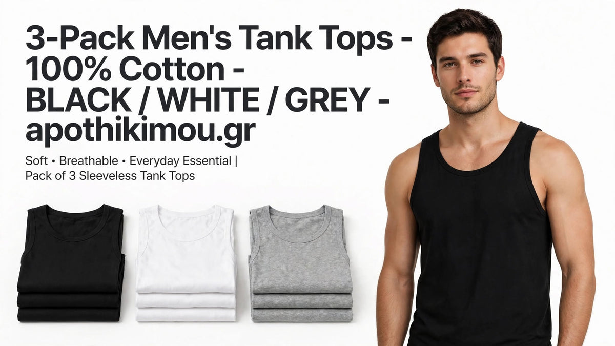 3-pack 3άδα Ανδρική βαμβακερή φανέλα χωρίς μανίκι #520101