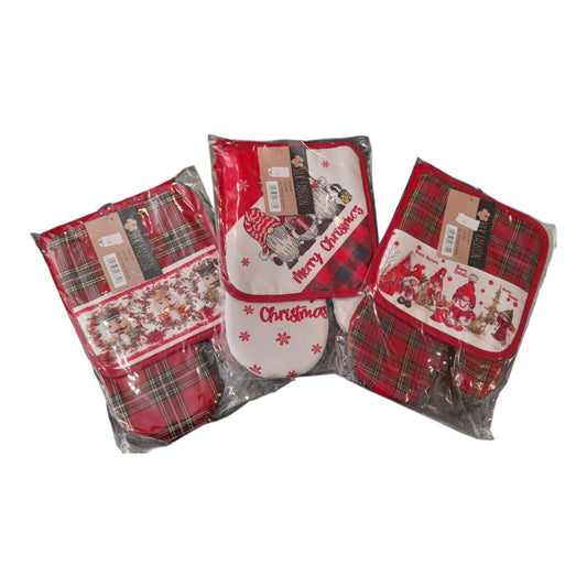 Christmas Σετ πιάστρα γάντι για την κουζίνα αντιθερμικά #0210