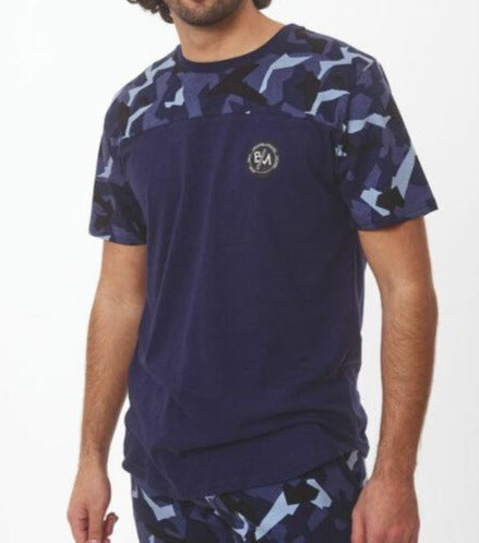 Μπλούζα μακό δίχρωμη με εμπριμέ μανίκια #1191