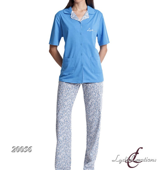 Πιτζάμα γυναικεία με κουμπί & μακρύ παντελόνι (Κωδ.: 20056)