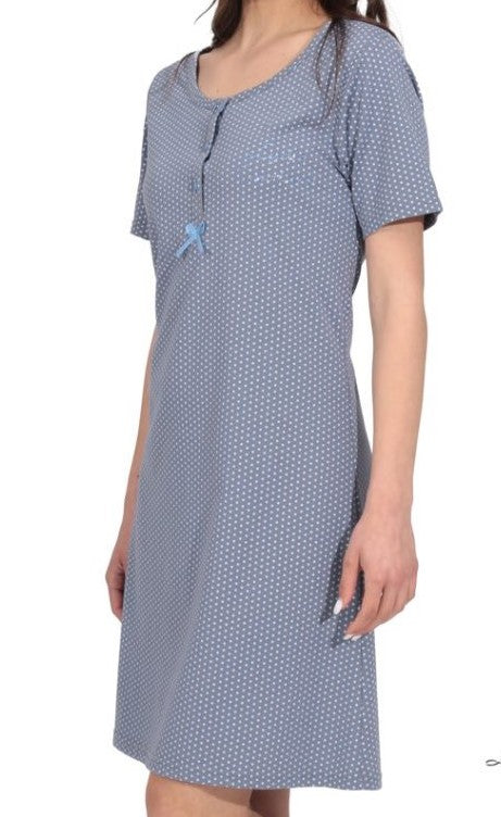 Νεανικό γυναικείο νυχτικό βαμβακερό με κοντό μανίκι #22055