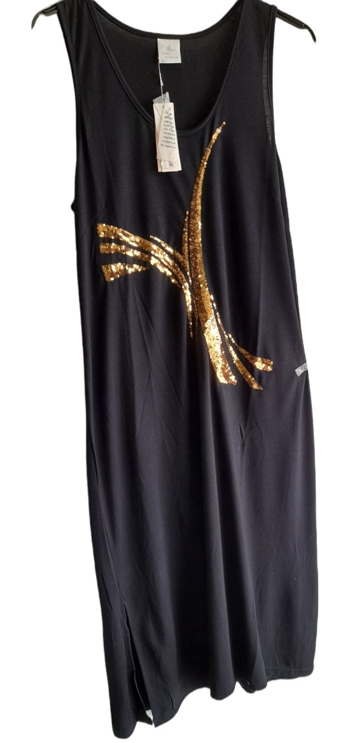 Μάξι καφτάνι viscose αμάνικο με μεγάλο strass #4440