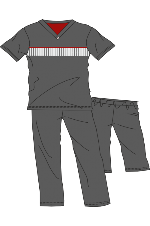 PLUS size Ανδρική Φόρμα ύπνου σε υπέρ-μεγέθη 3 τμχ. με κοντό & μακρύ παντελόνι #Β464