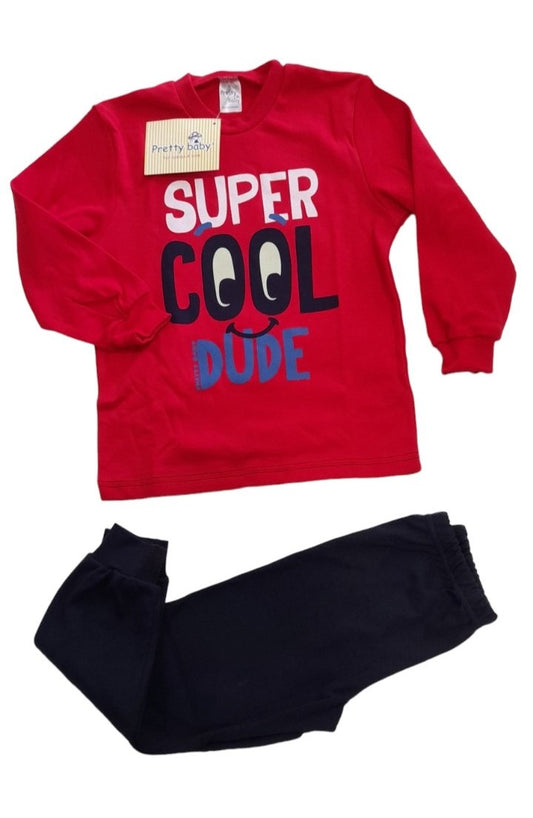 Πιτζάμα αγόρι SUPER COOL βαμβακερή με μανσέτες κάτω στο παντελόνι #68175