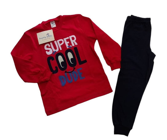 Βρεφική Πιτζάμα αγόρι SUPER COOL βαμβακερή με μανσέτες κάτω στο παντελόνι #68176